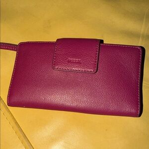 Fossil Raspberry Leather Wallet NWT
